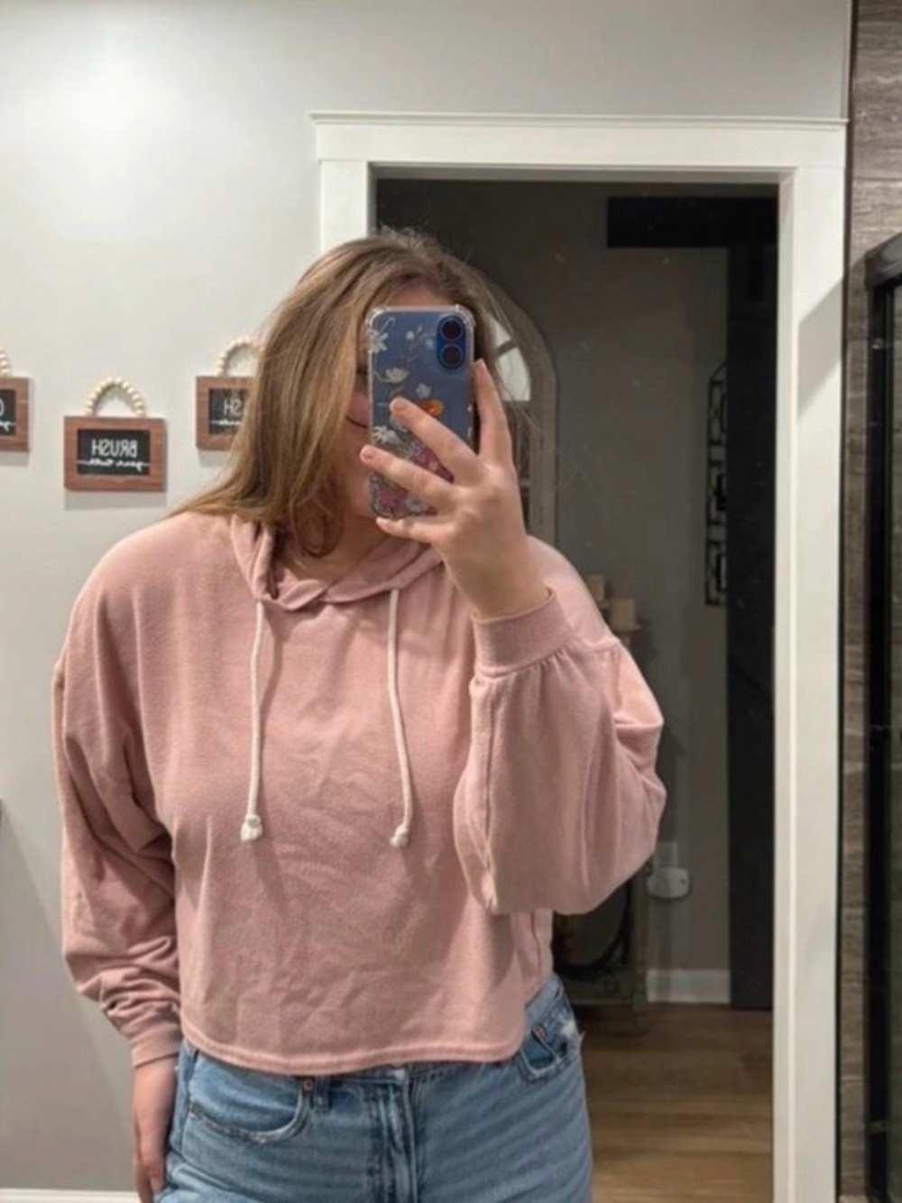 Double Zero Dusty Rose Cropped Hoodie